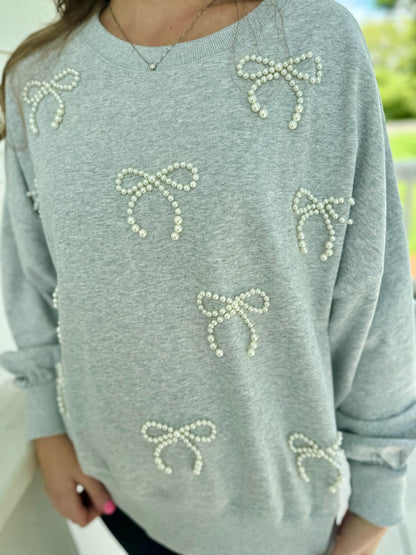 Girly Pearl Bow Sweatshirt