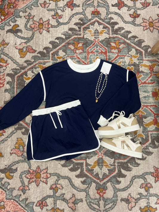 Navy Sweatshirt Set