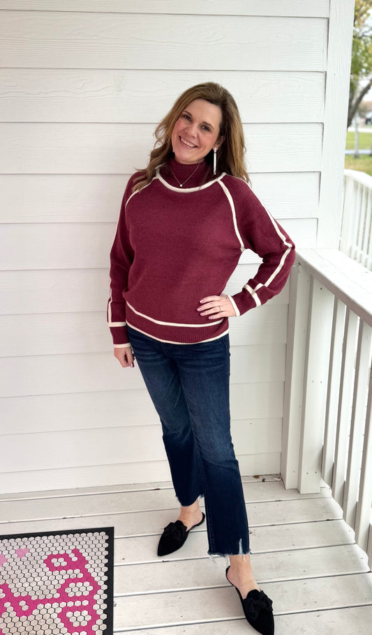 Wine Turtleneck Sweater