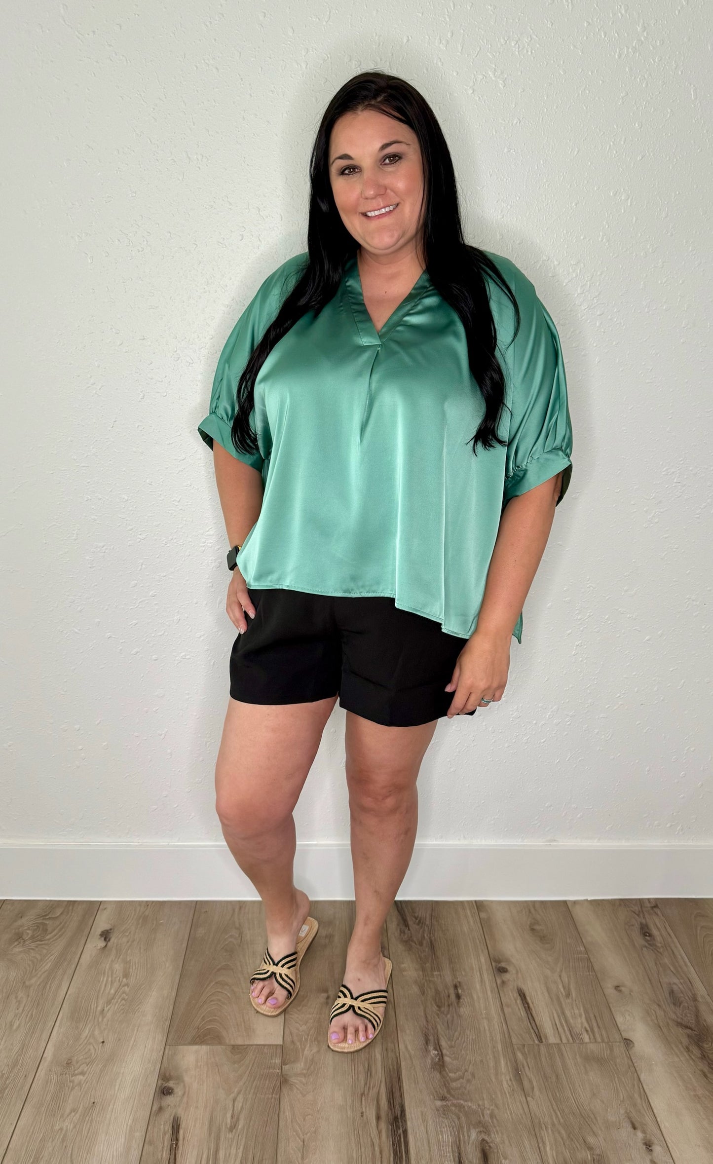 Sage Satin Top