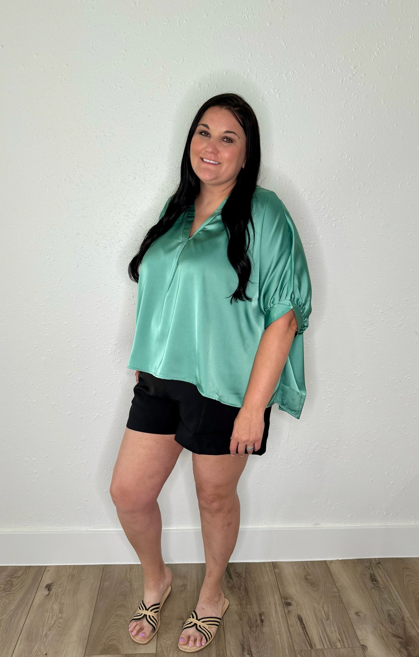 Sage Satin Top