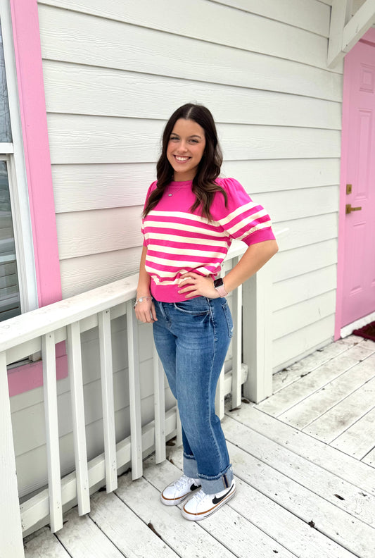 Puff Sleeve Stripe Top