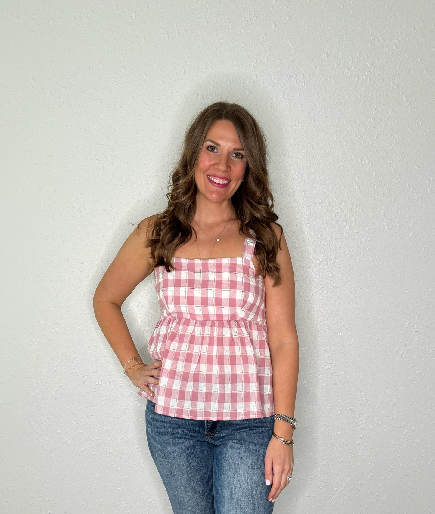 Pink Gingham Top