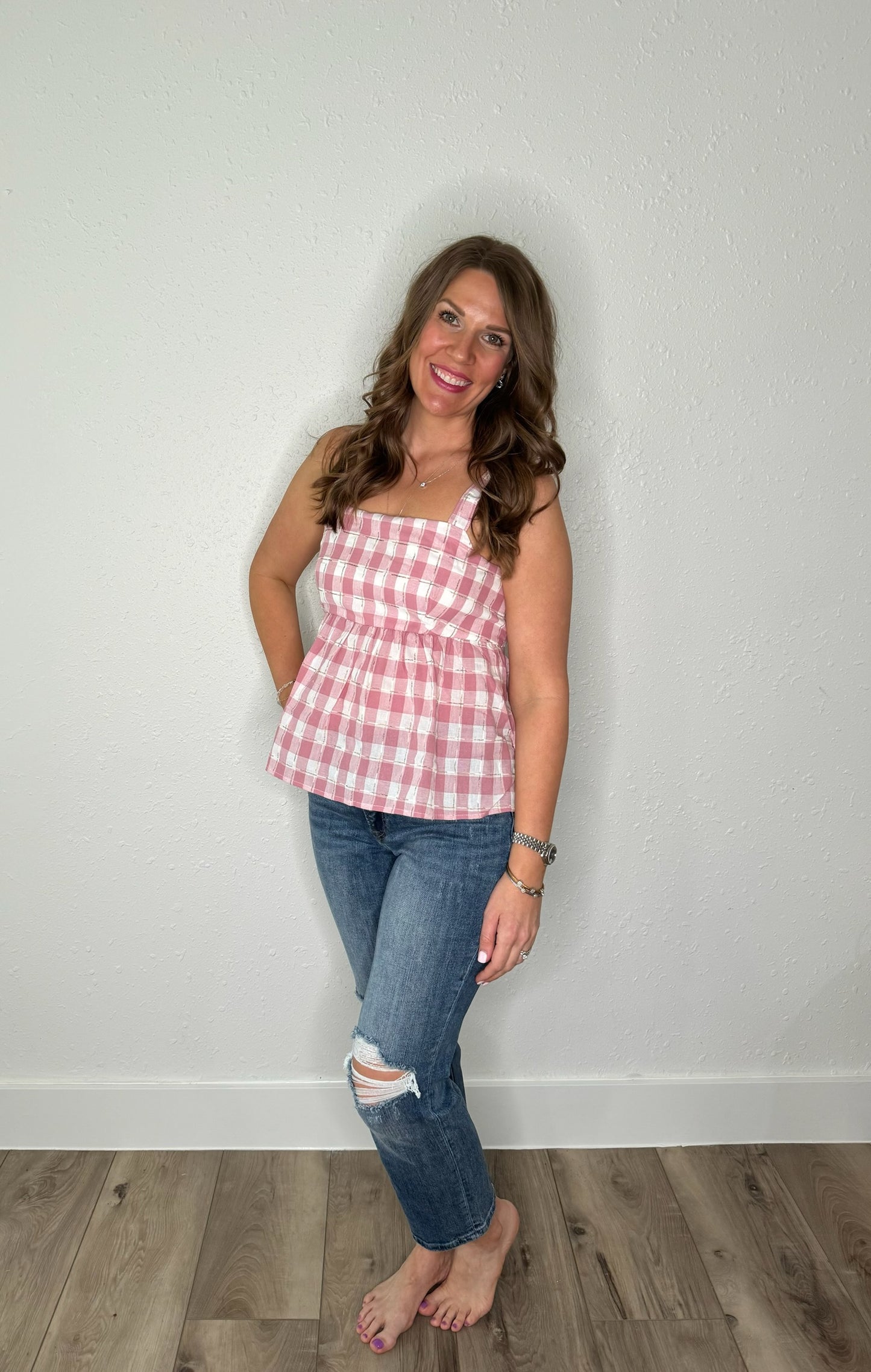 Pink Gingham Top