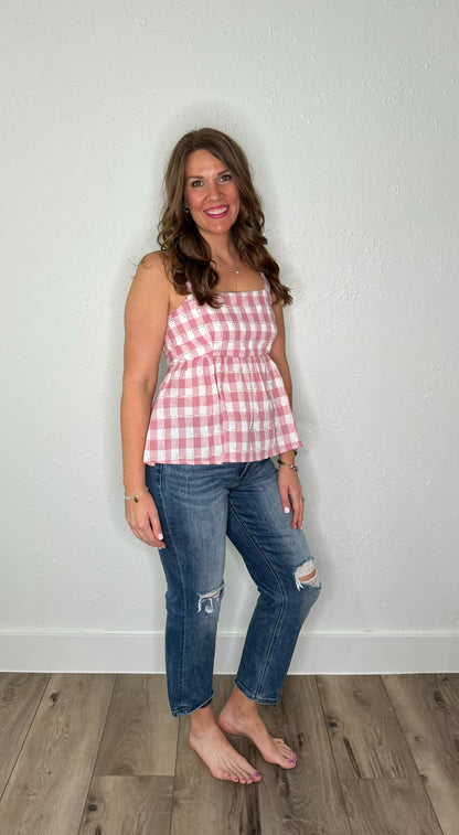 Pink Gingham Top