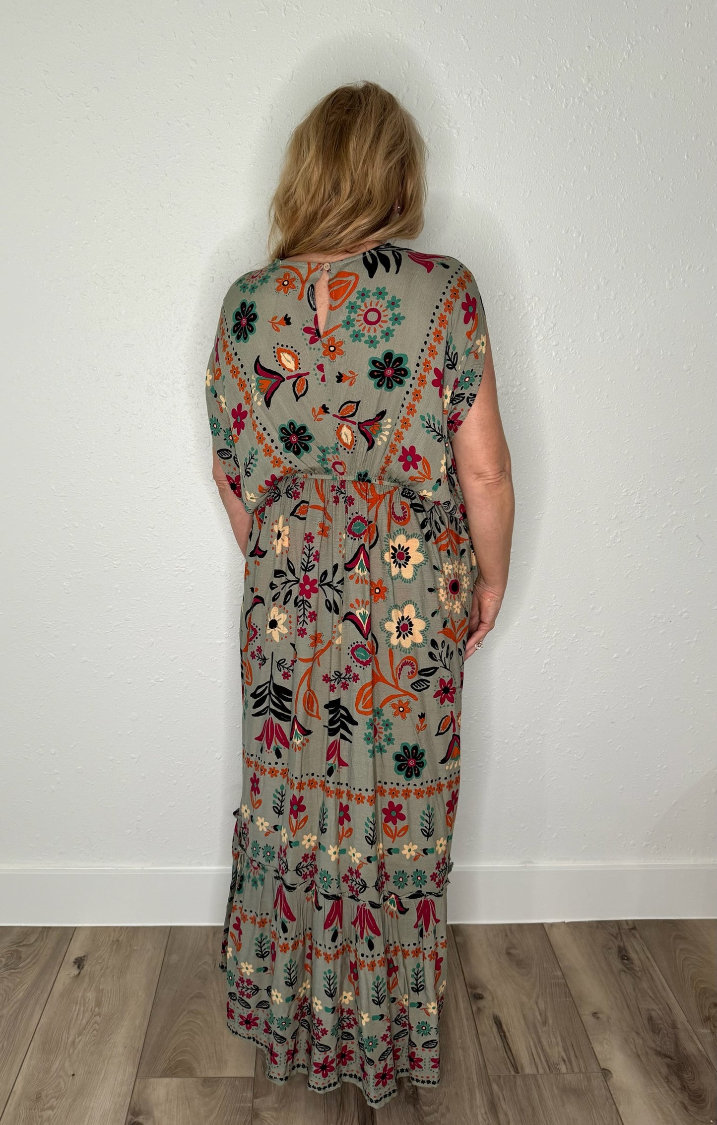 Olive Floral Maxi Dress