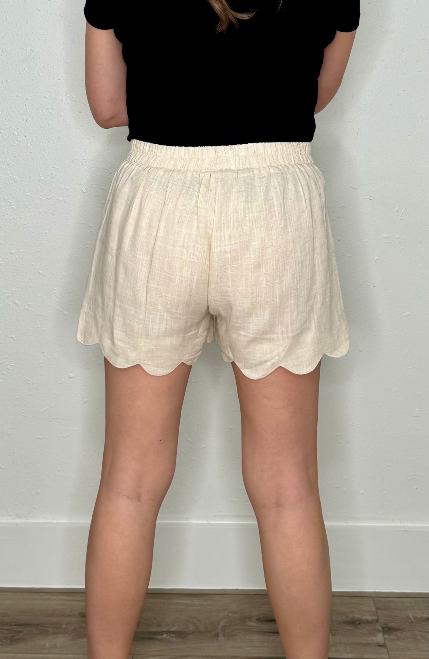 Natural Scalloped Shorts