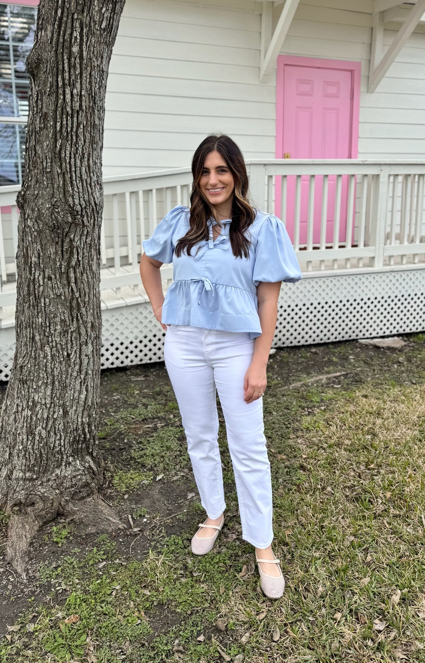 Bella Bow Top- Blue