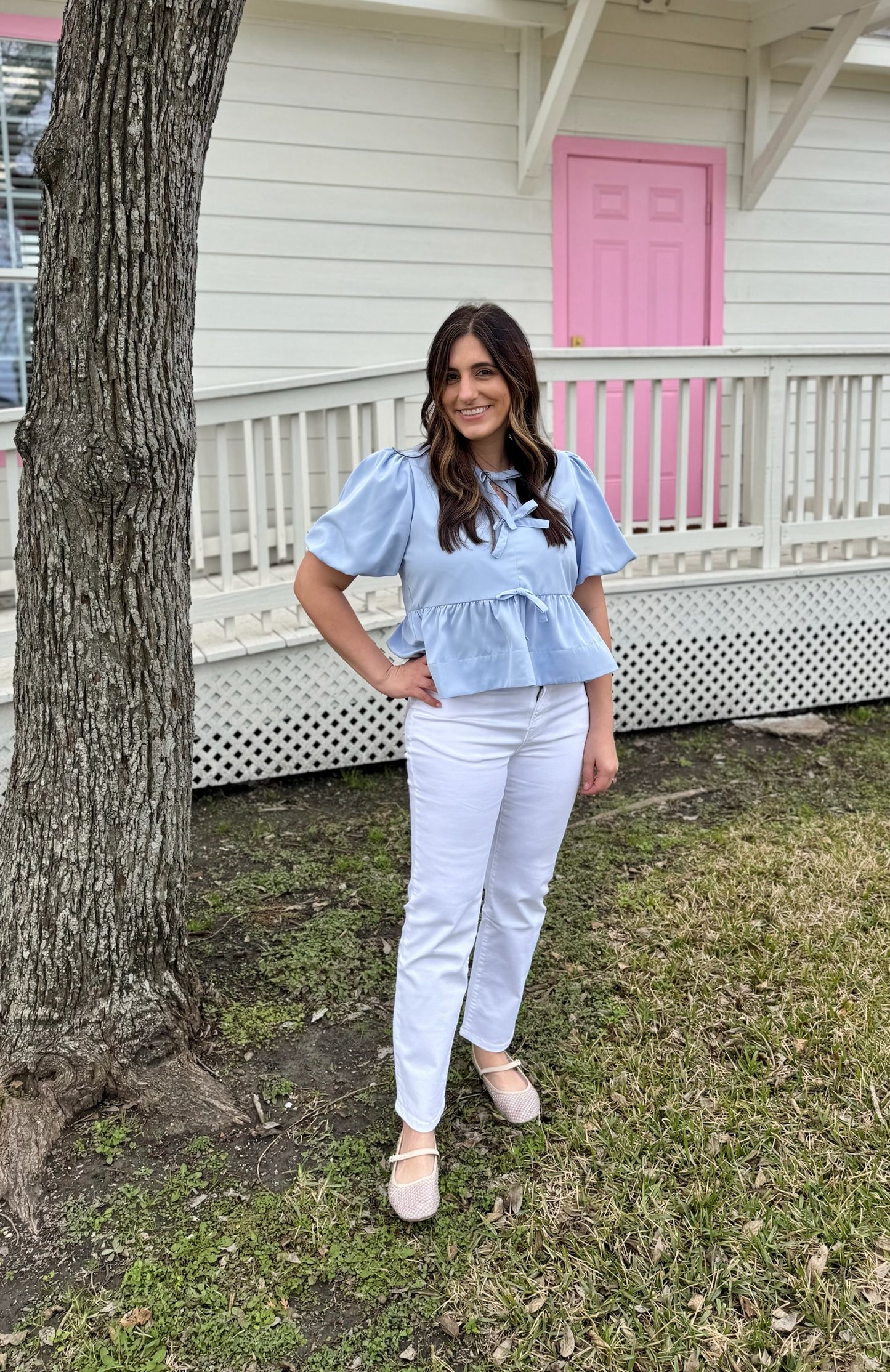 Bella Bow Top- Blue