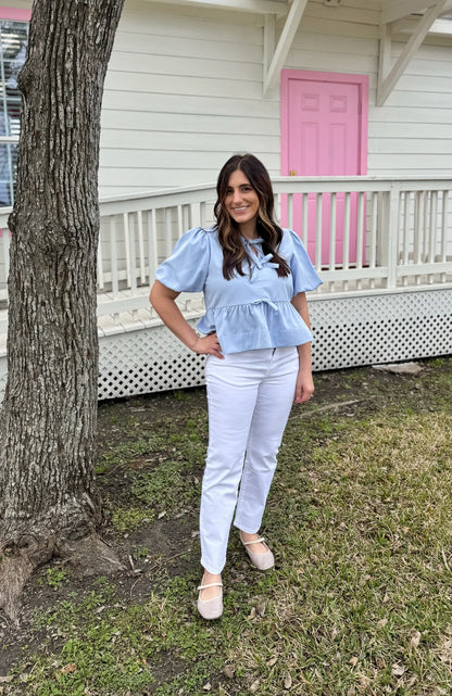 Bella Bow Top- Blue