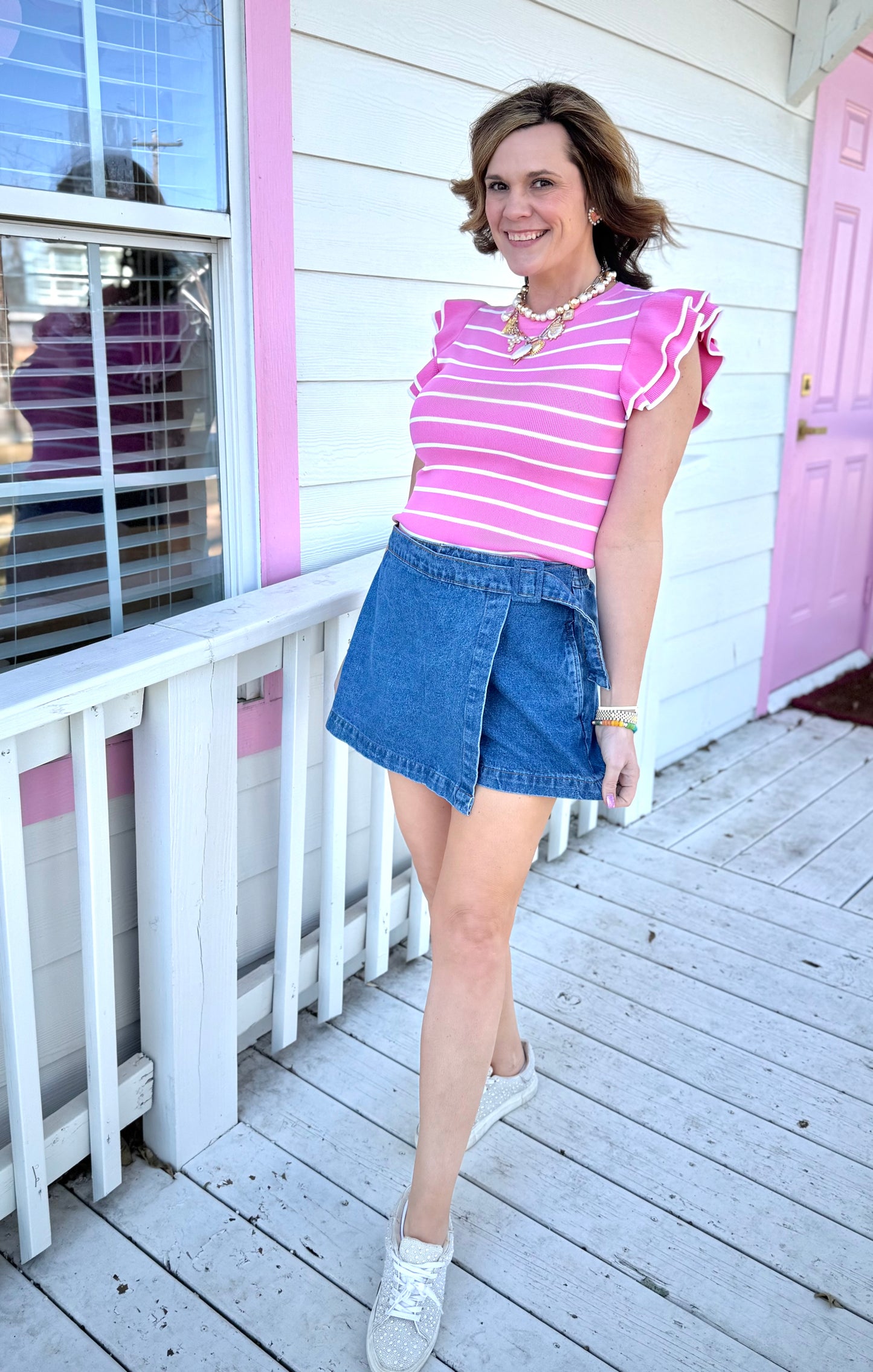 Belted Denim Skort