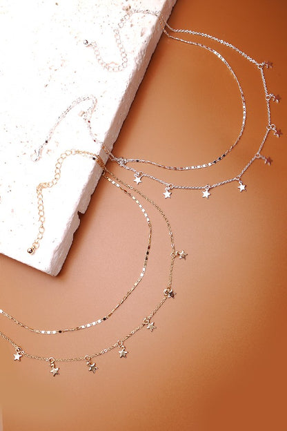 Double Layer Star Drop Necklace