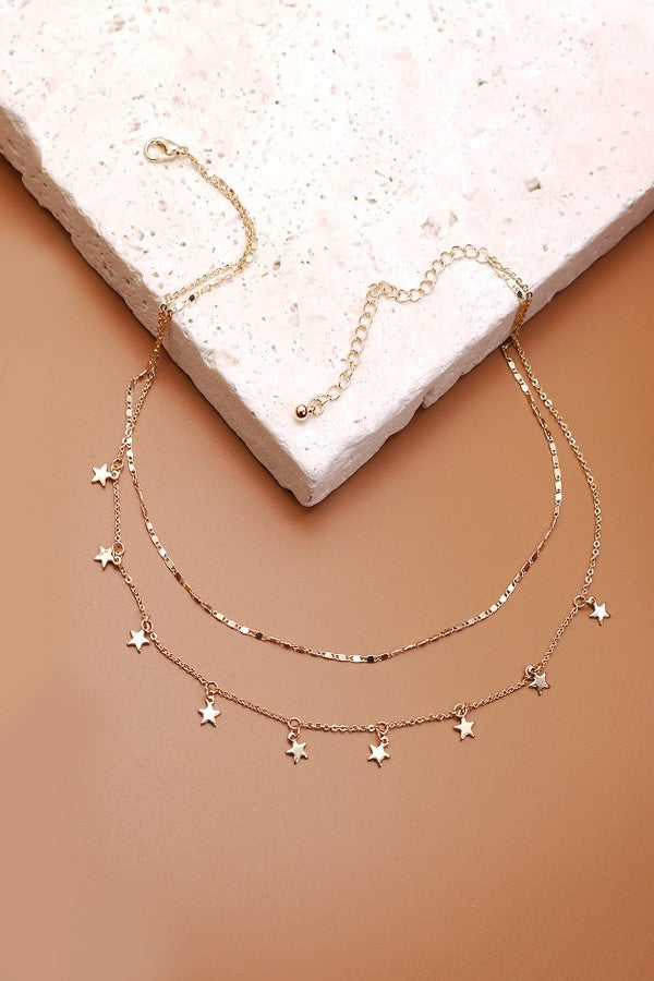 Double Layer Star Drop Necklace