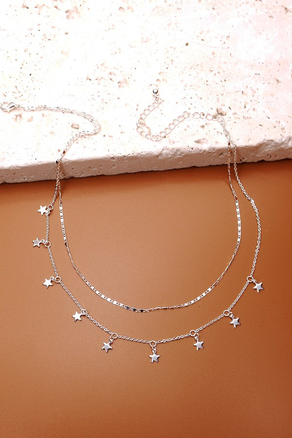 Double Layer Star Drop Necklace