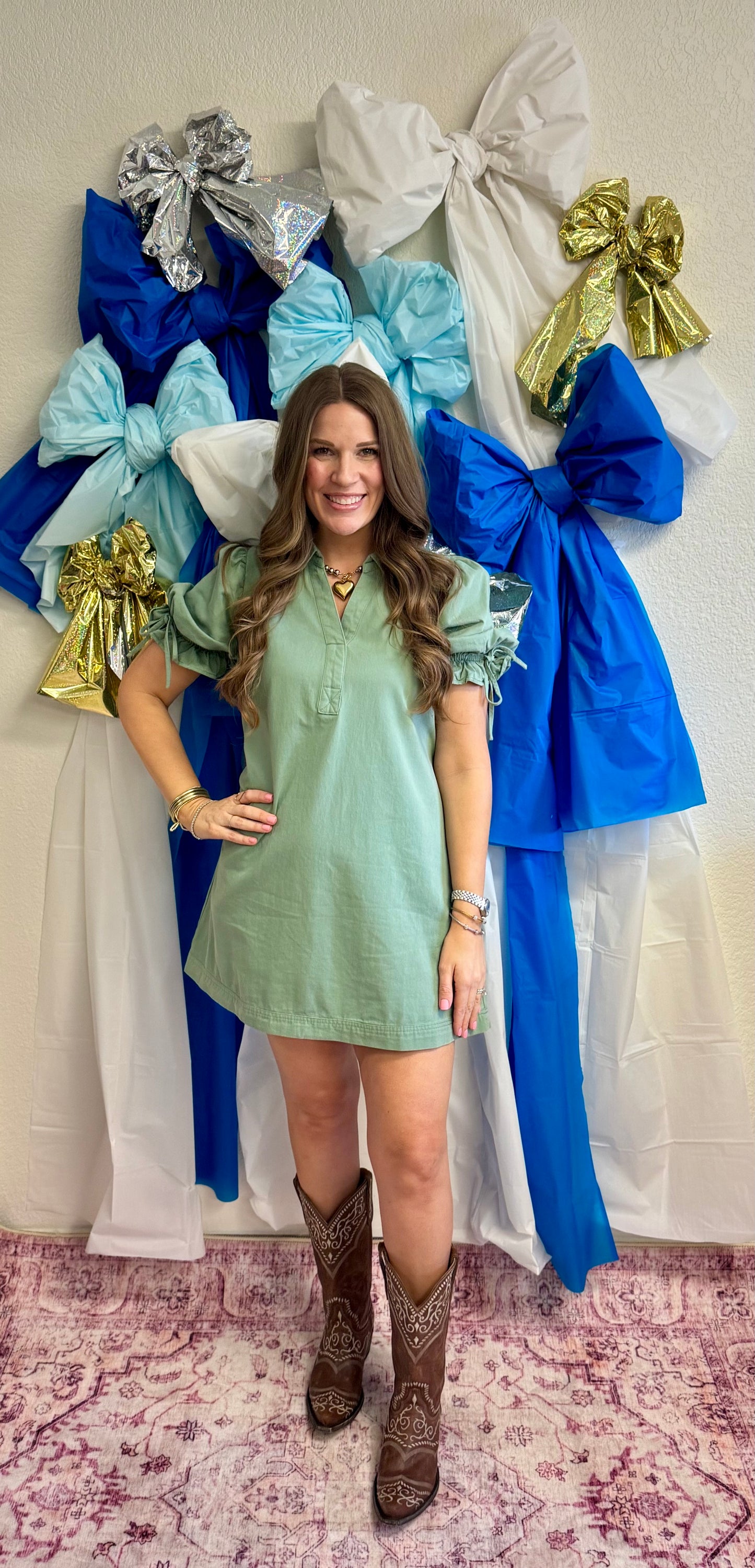 Sea Foam Green Denim Dress