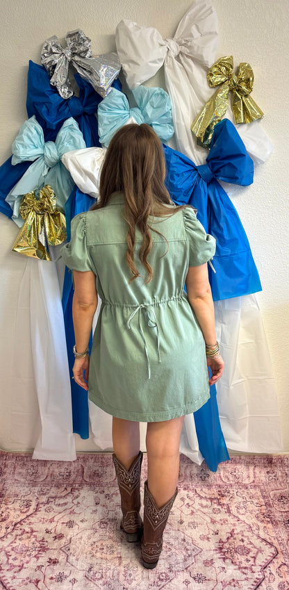 Sea Foam Green Denim Dress