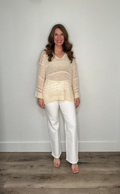 Cream Gauge Sweater Top