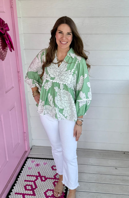 Mint Floral Top