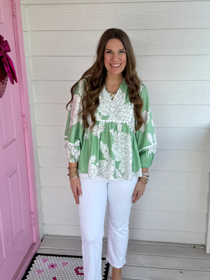 Mint Floral Top