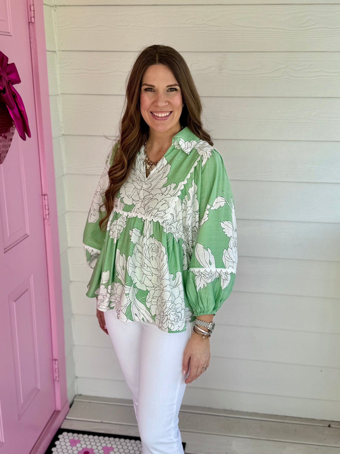 Mint Floral Top