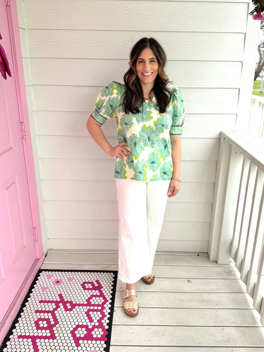 Mint Peony Top