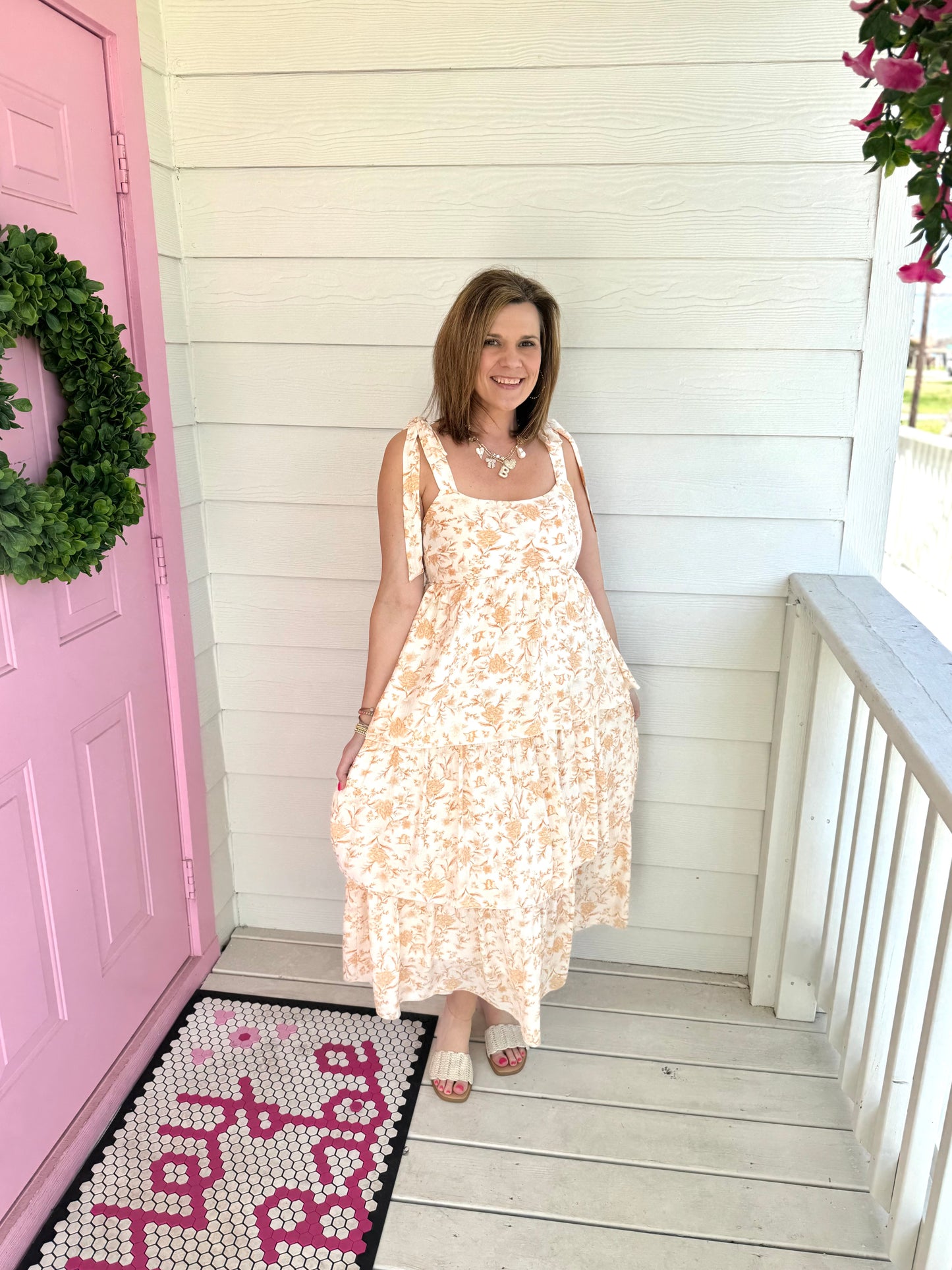 Apricot Tiered Dress