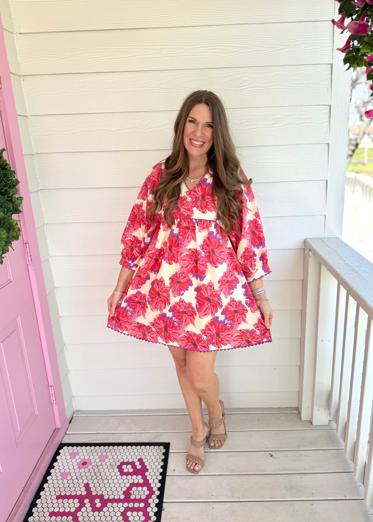 Red Floral Mini Dress