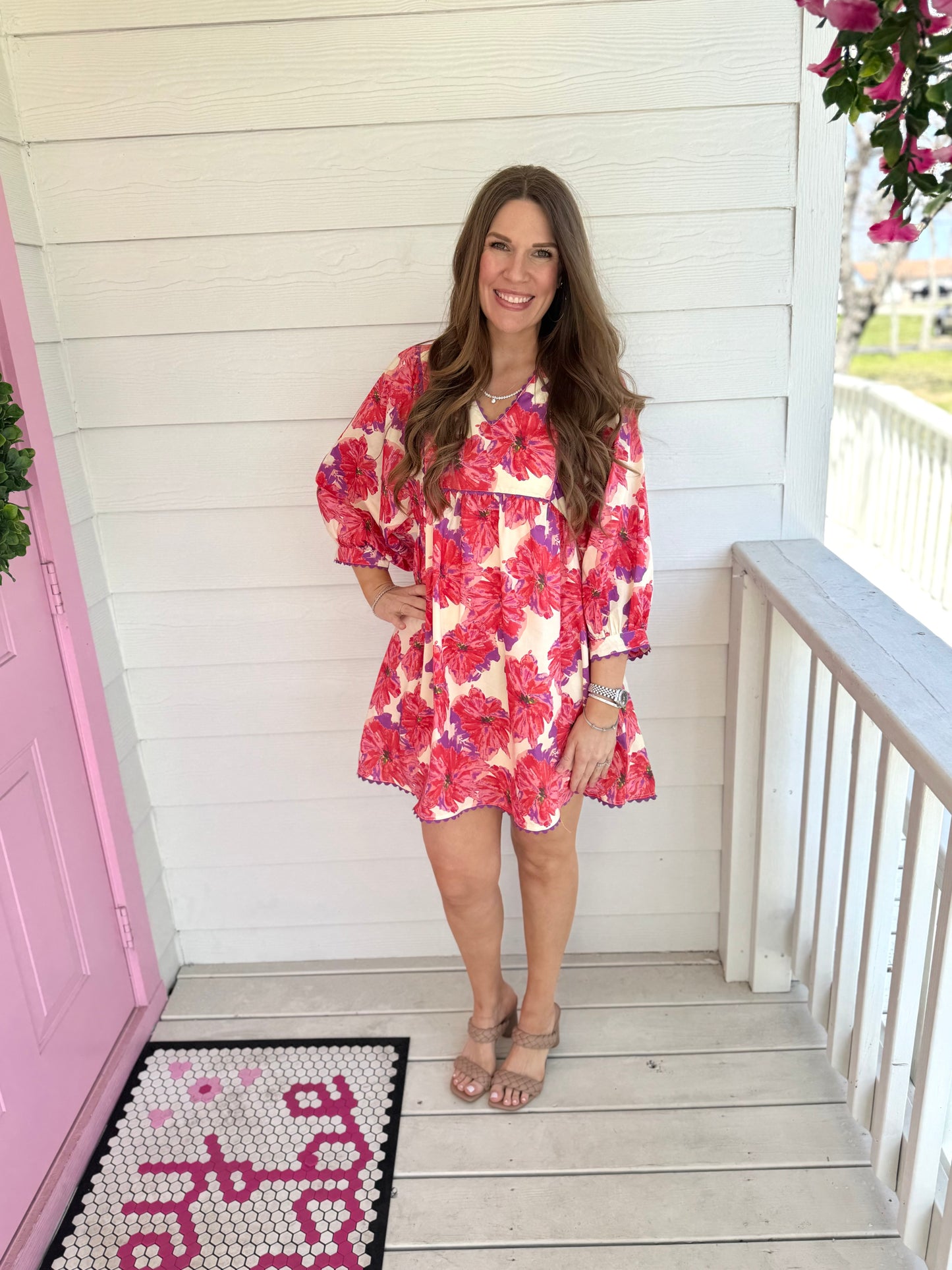 Red Floral Mini Dress