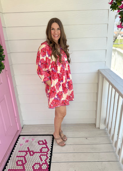 Red Floral Mini Dress