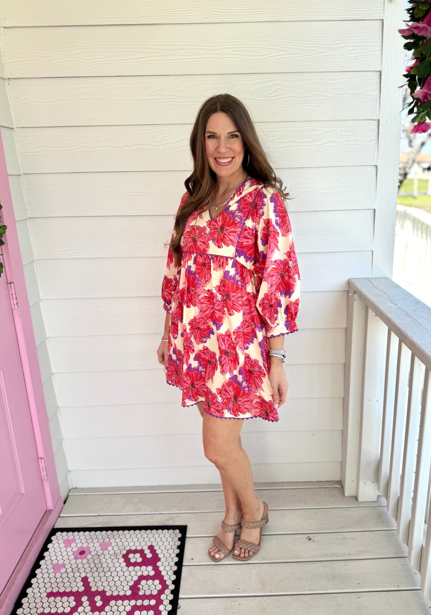 Red Floral Mini Dress