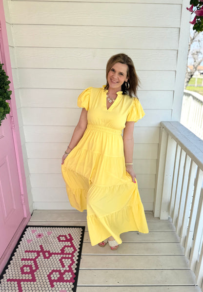 Spring Fling Midi Dress- Lemon