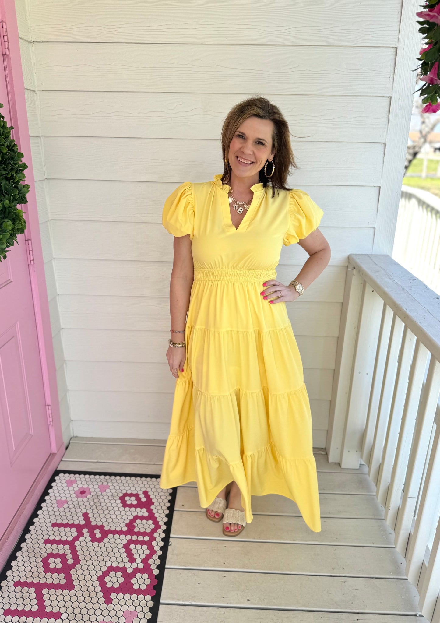 Spring Fling Midi Dress- Lemon