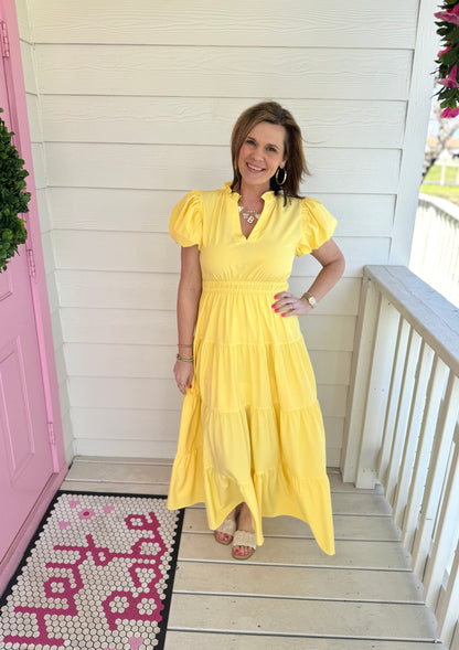 Spring Fling Midi Dress- Lemon