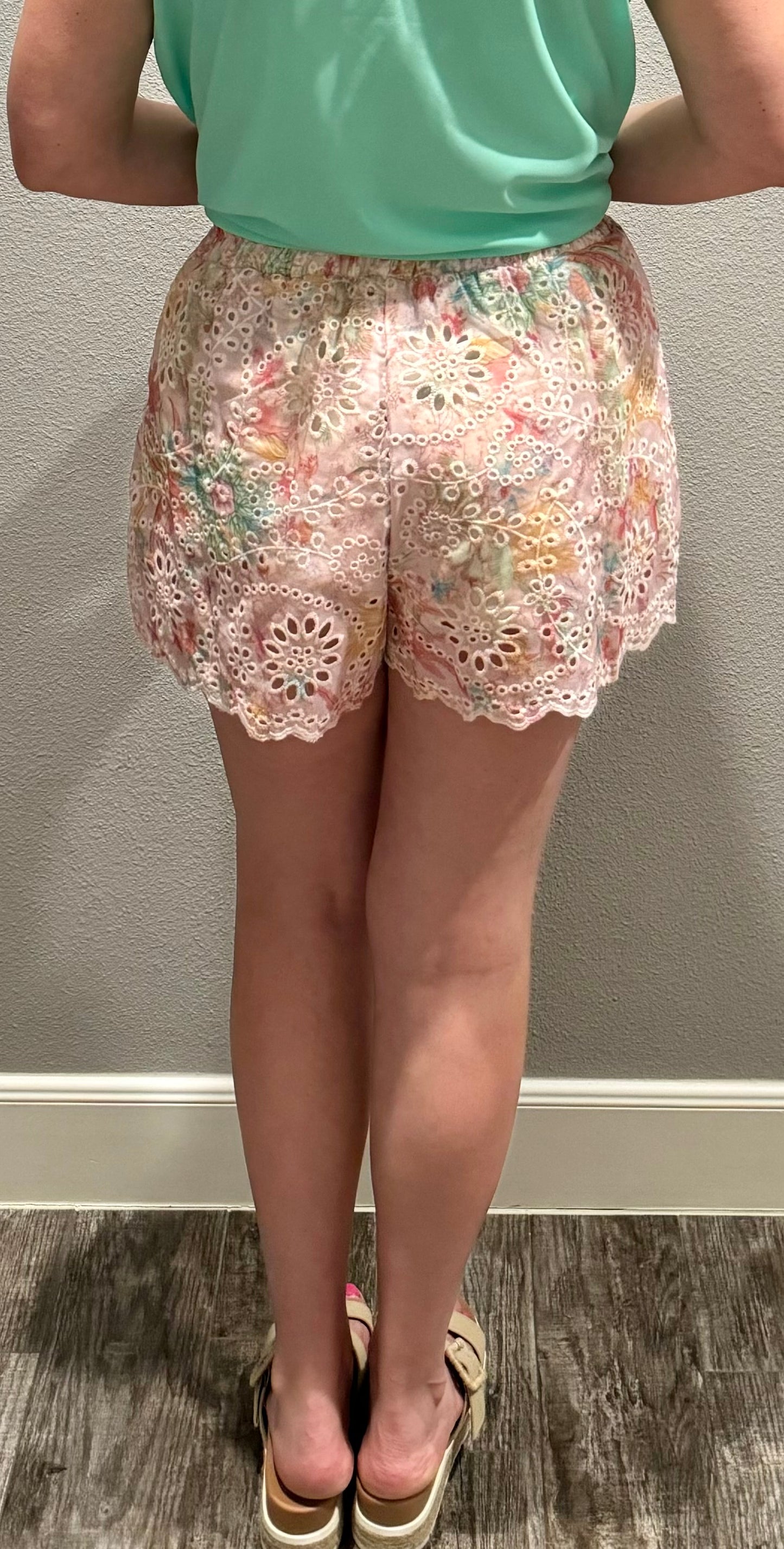 Eyelet Floral Shorts