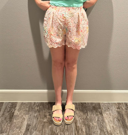 Eyelet Floral Shorts