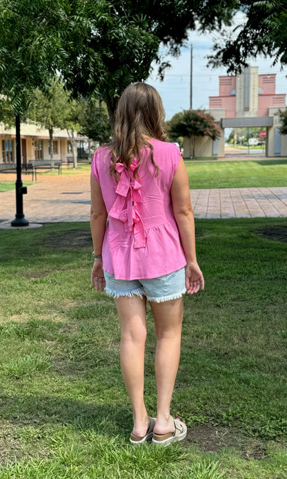 Pink Triple Bow Back Top