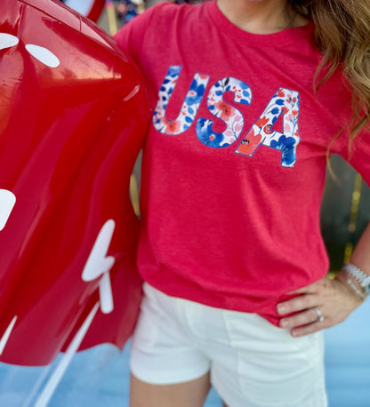 USA Floral Tee