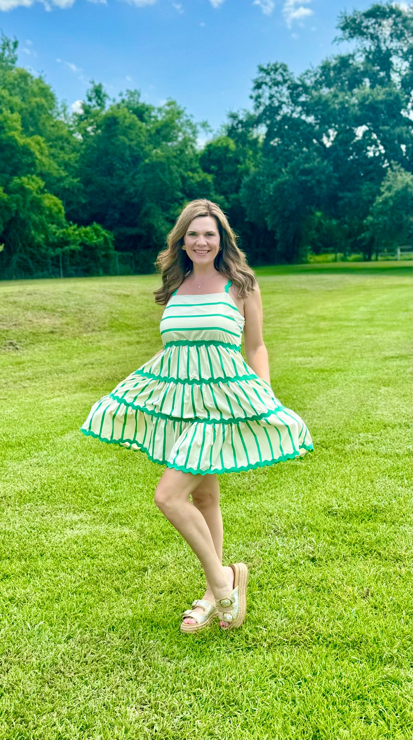 Green Waves Mini Dress