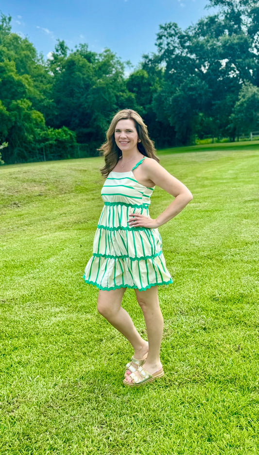 Green Waves Mini Dress