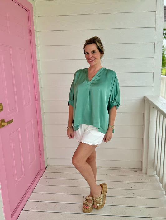 Sage Satin Top