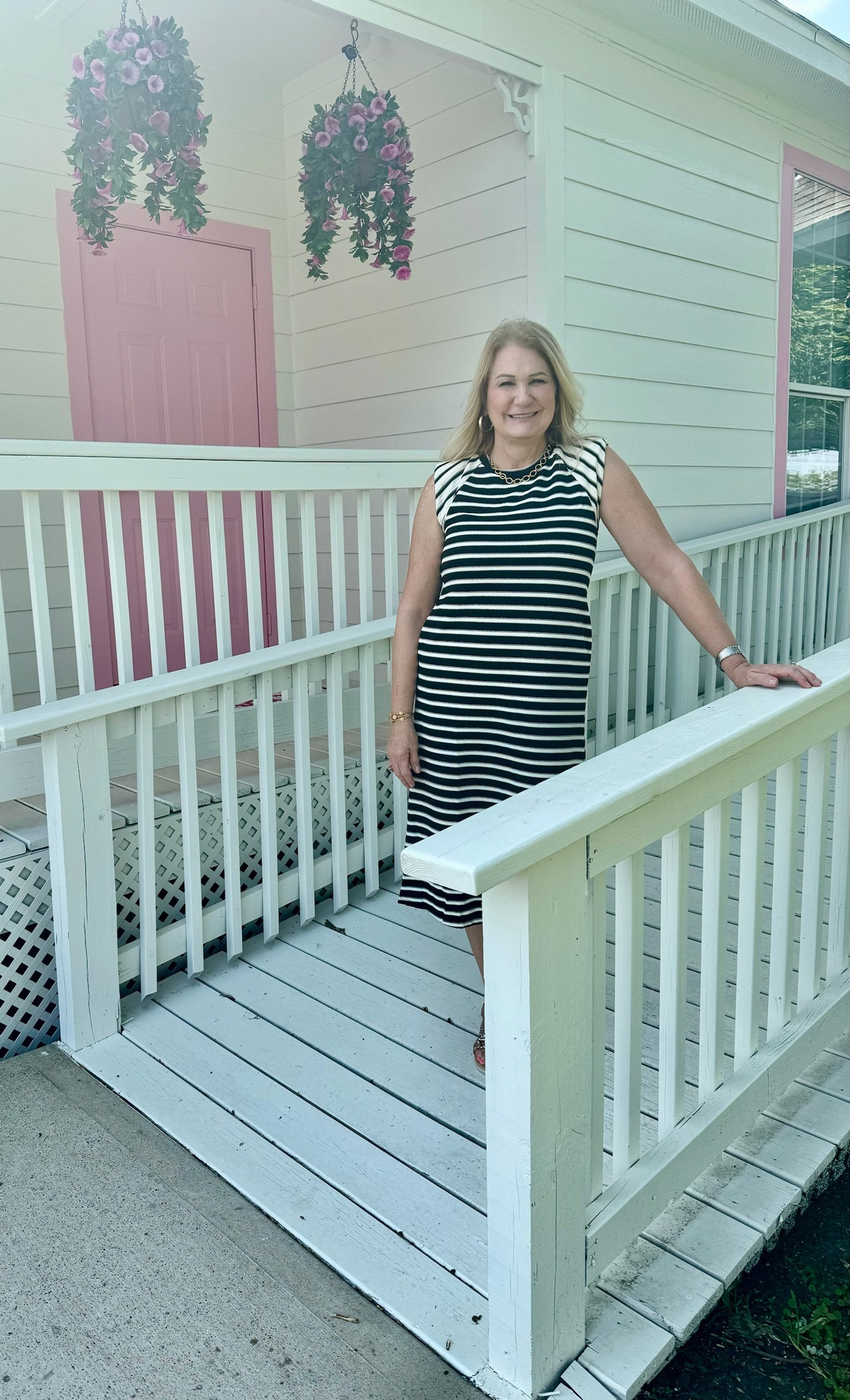 Beth Striped Midi Dress