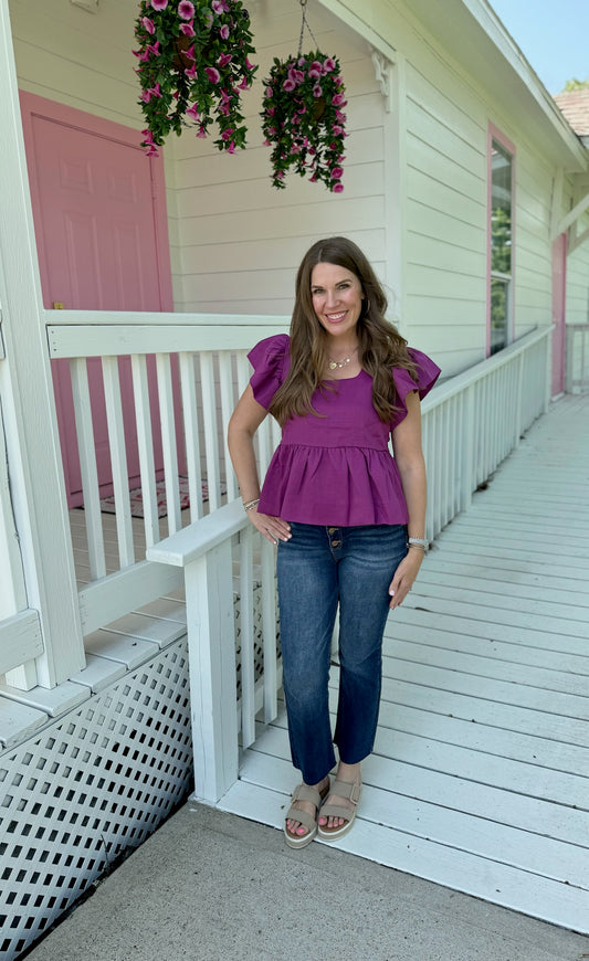 Plum Peplum Top