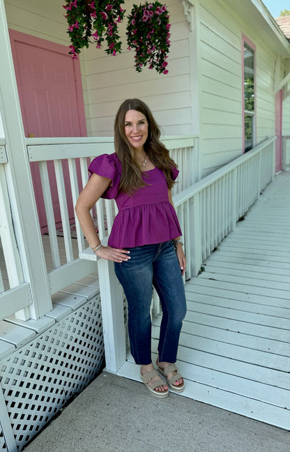 Plum Peplum Top