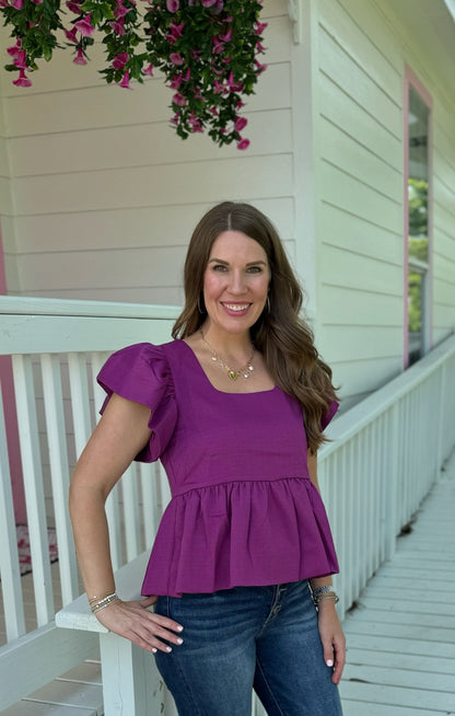 Plum Peplum Top