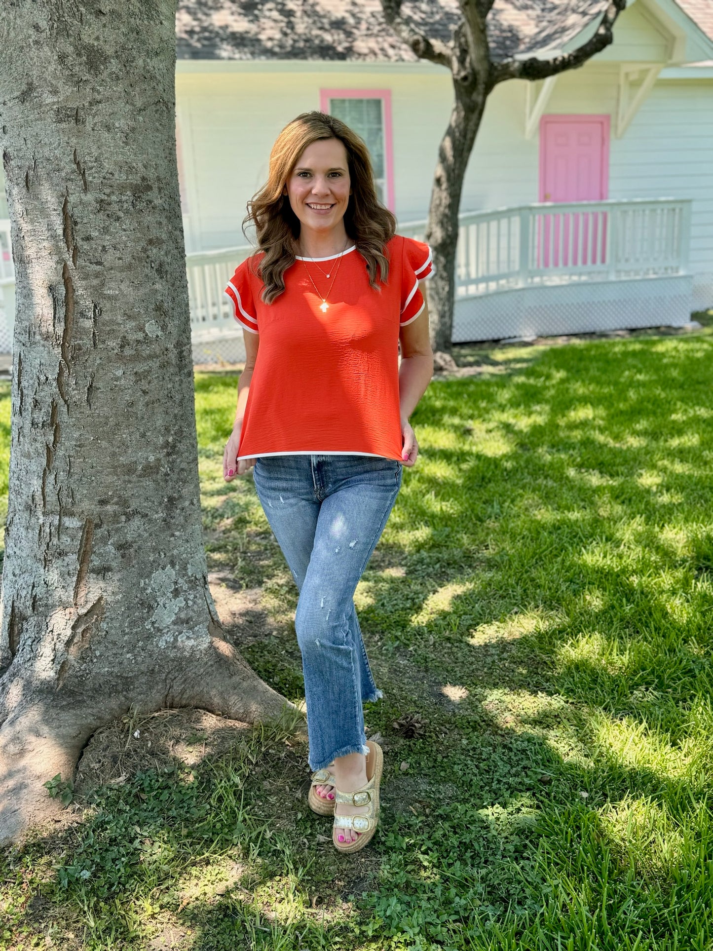 Orange Ruffle Top