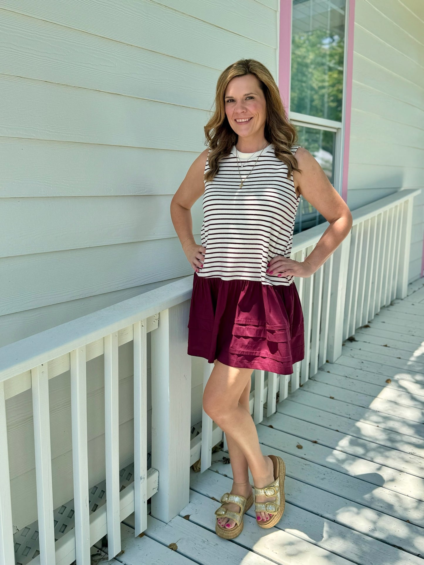 Maroon Striped Dress