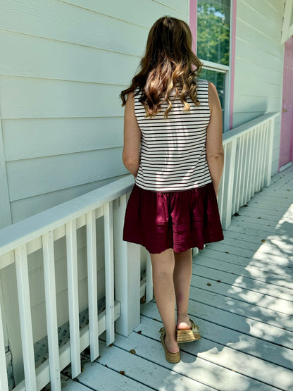 Maroon Striped Dress