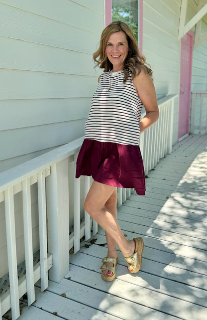 Maroon Striped Dress