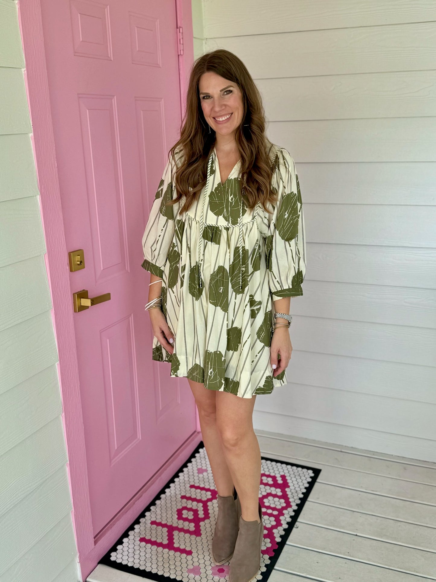 Olive Floral Dress