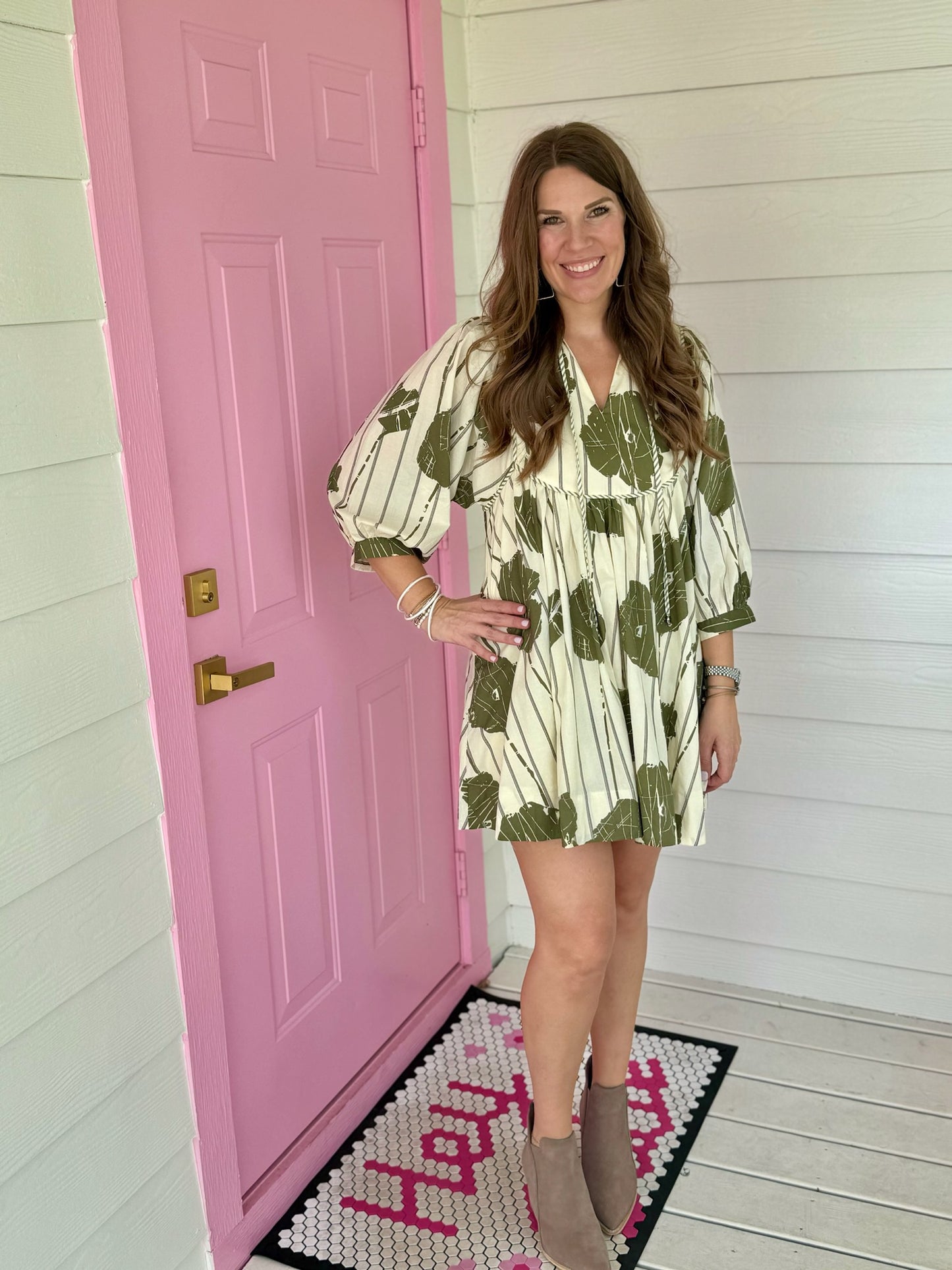 Olive Floral Dress